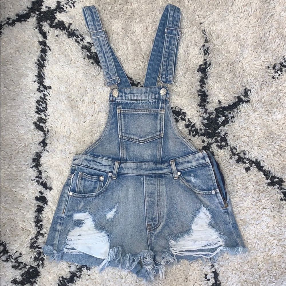 Jean short overalls